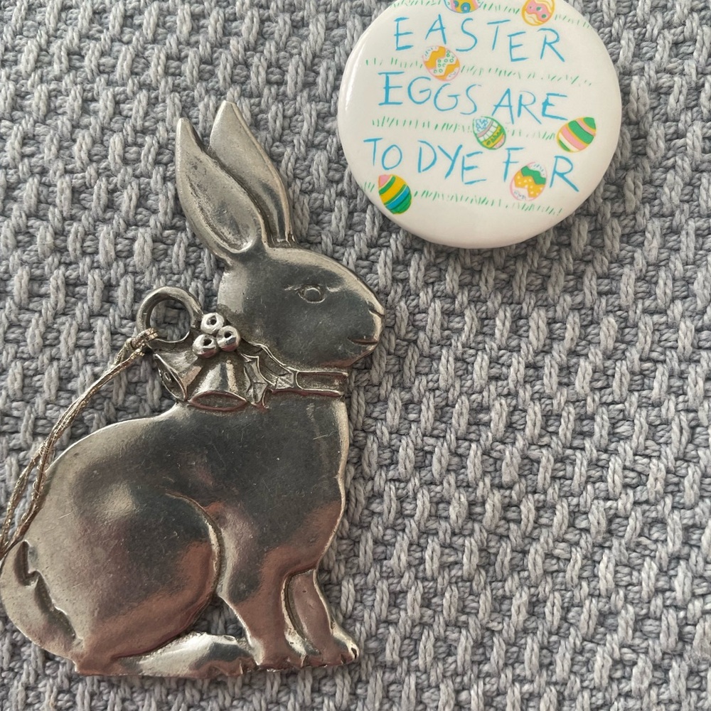 Rabbit of finest shiny pewter with satin finish. 31" necklace. Unique!